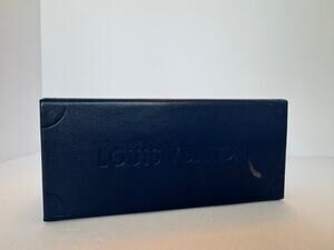 Louis Vuitton Navy Blue Leather Clamshell Hardshell Sunglass Case